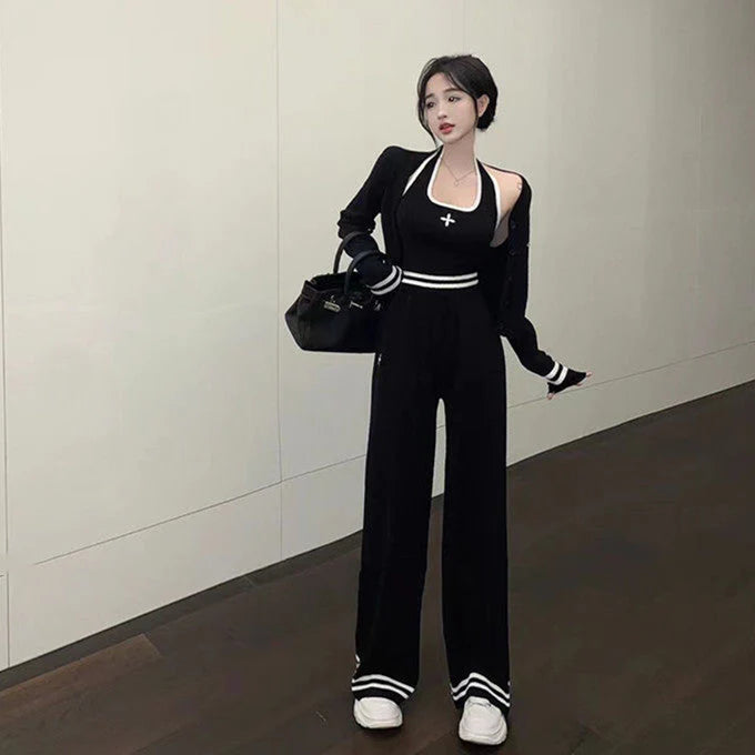 【set】カーディガン+ワイドパンツ+キャミソール 3点セットF8467