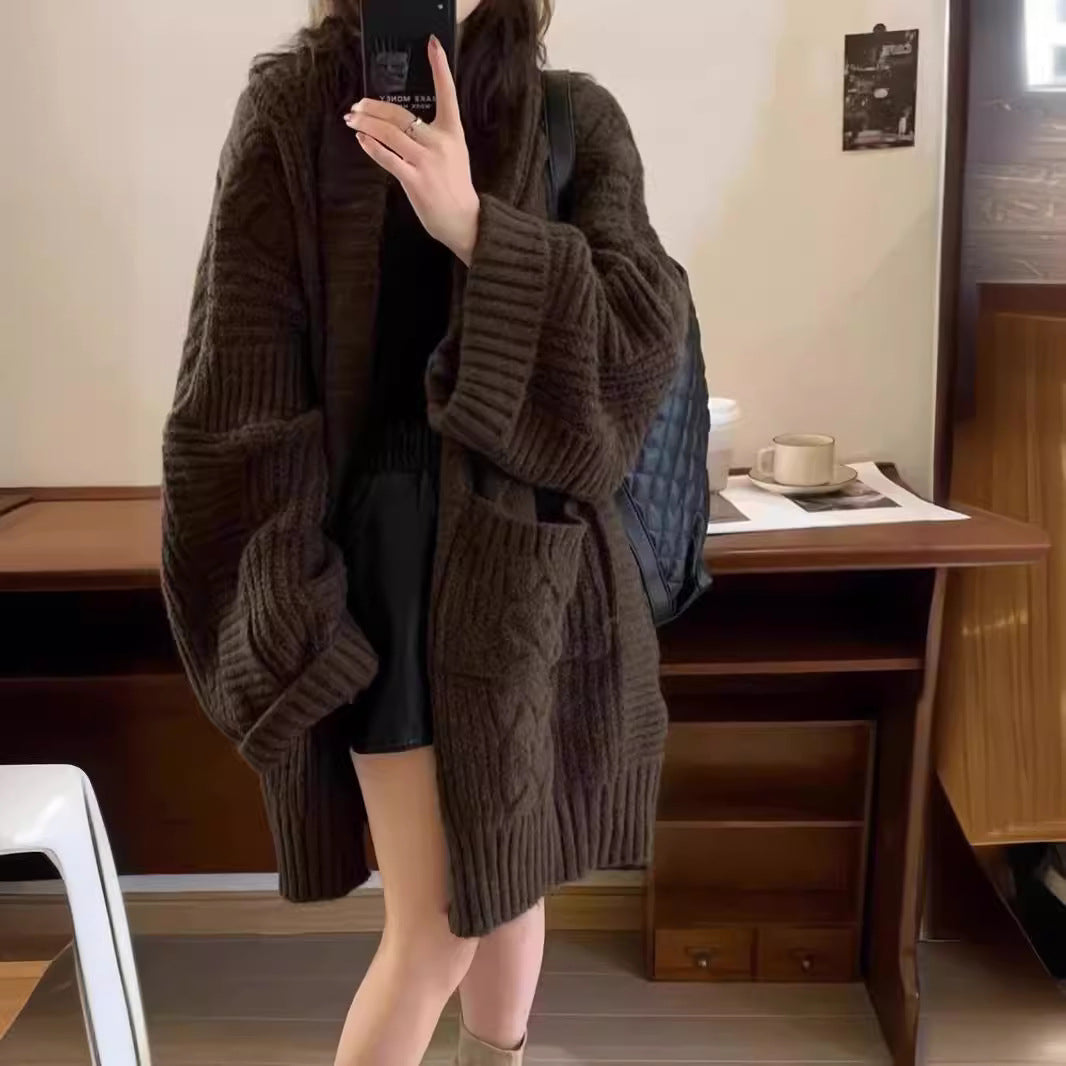 【outer】ポケット付きニットカーディガンF8444