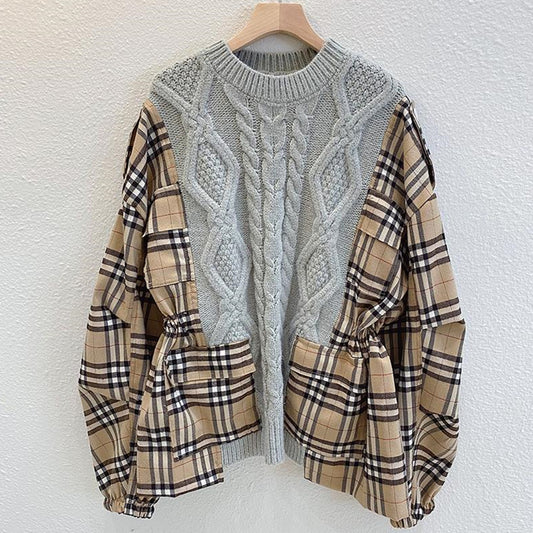 【tops】偽二つ切り替えニットセーターG23588