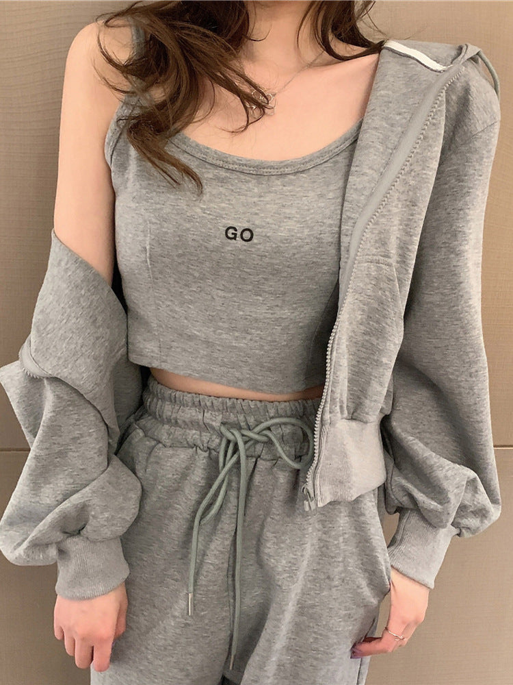 【set】カジュアルアウター+キャミソール+パンツ3点セットF8280