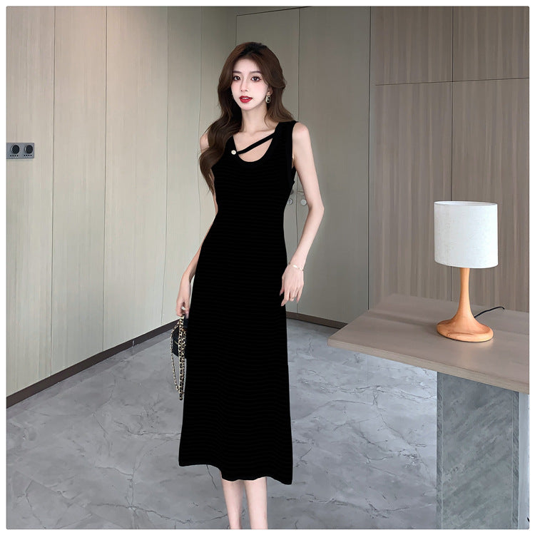 【dress】UネックノースリーブニットワンピースG21835