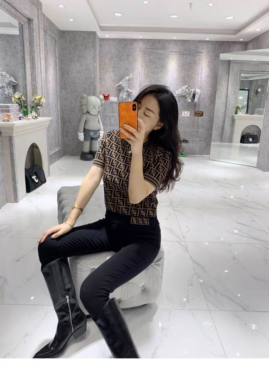 【tops】英字柄柄ニットTシャツG21666