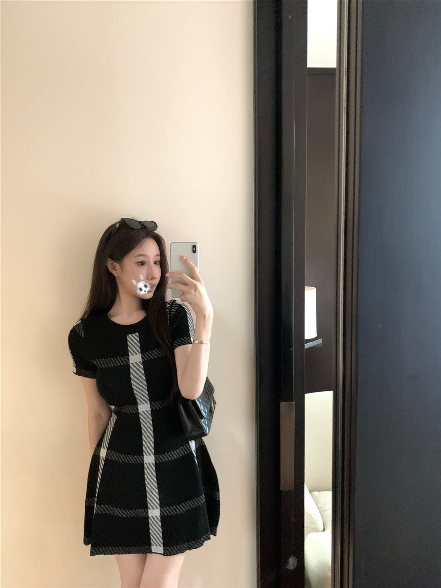 【dress】チェック柄ニットワンピースG21664