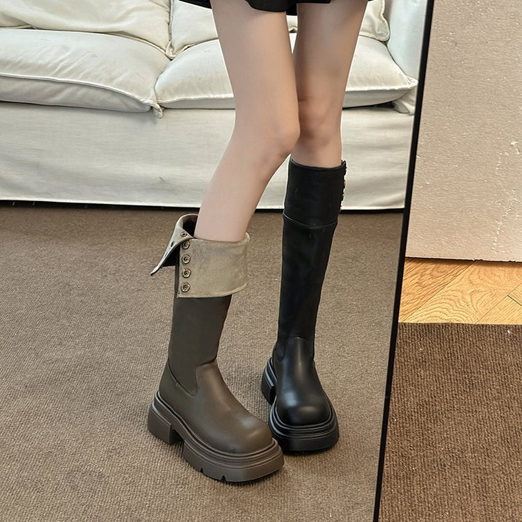 【shoes】2色厚底ブーツF8356