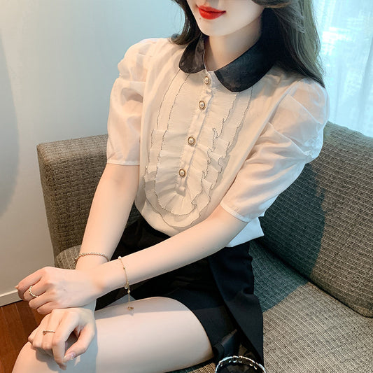 【tops】フリルパフスリーブ ブラウスG21807