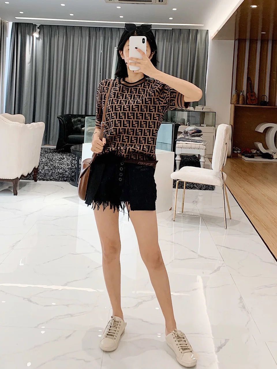 【tops】英字柄柄ニットTシャツG21666