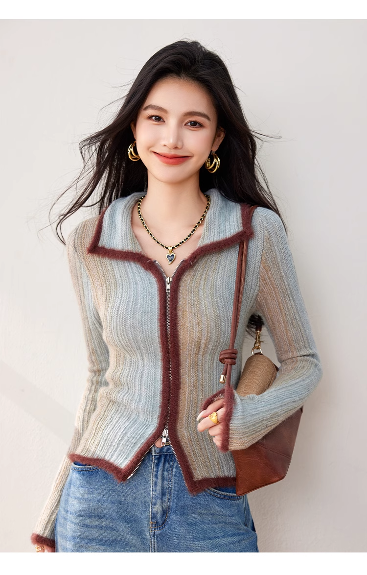 【set】ジップアップハイネックセーター K0133