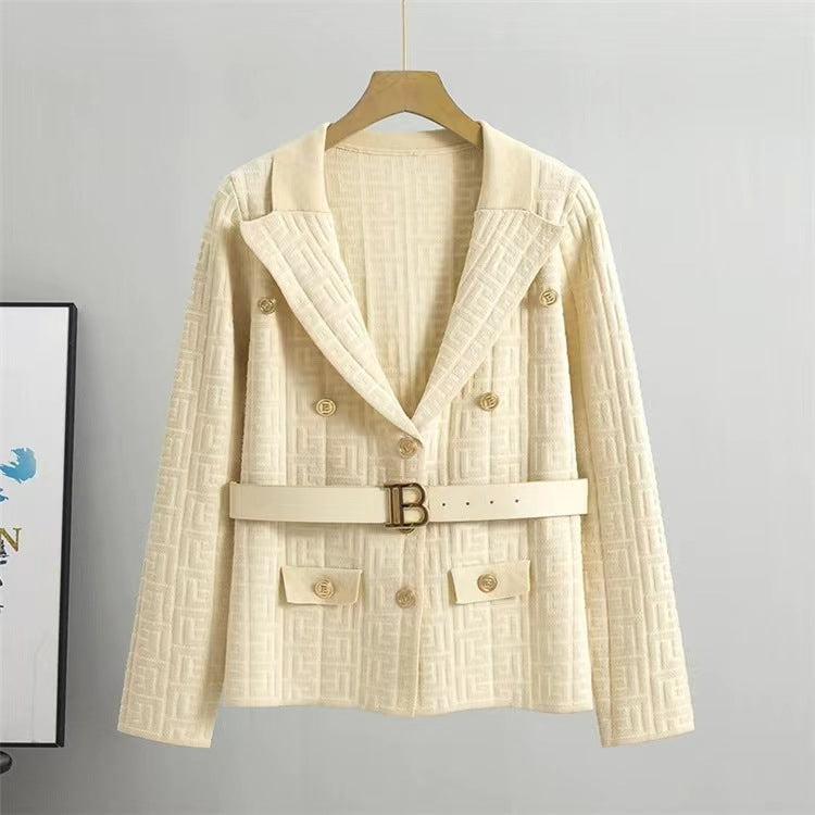 【outer】3色大きいラペルニットカーディガンF8230