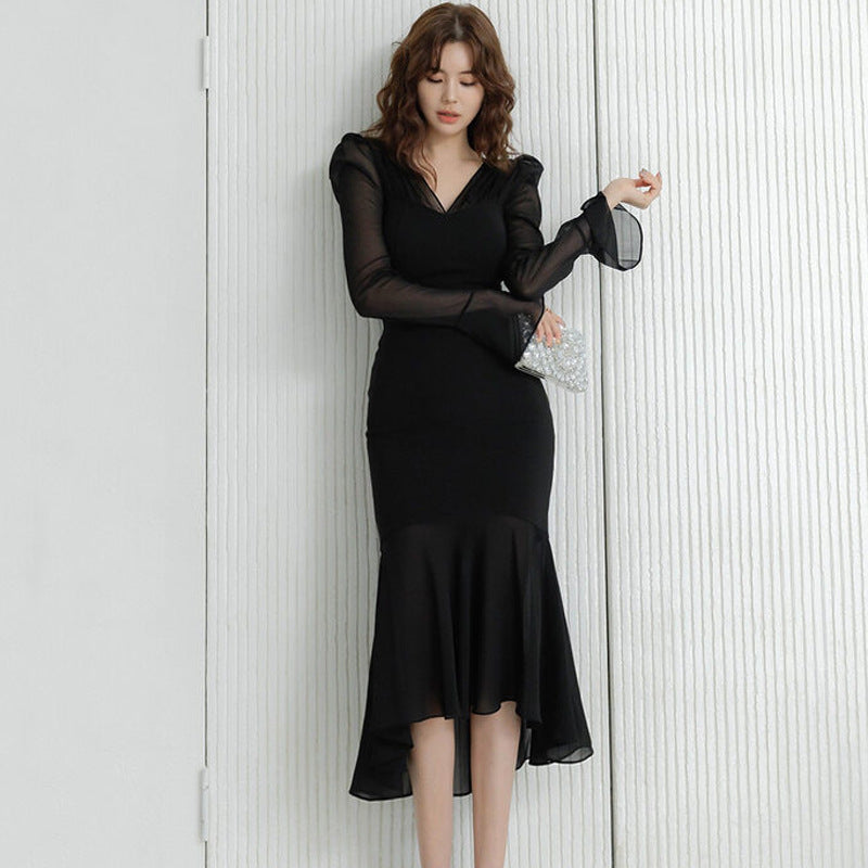 【dress】VネックフリルデートワンピースG22406