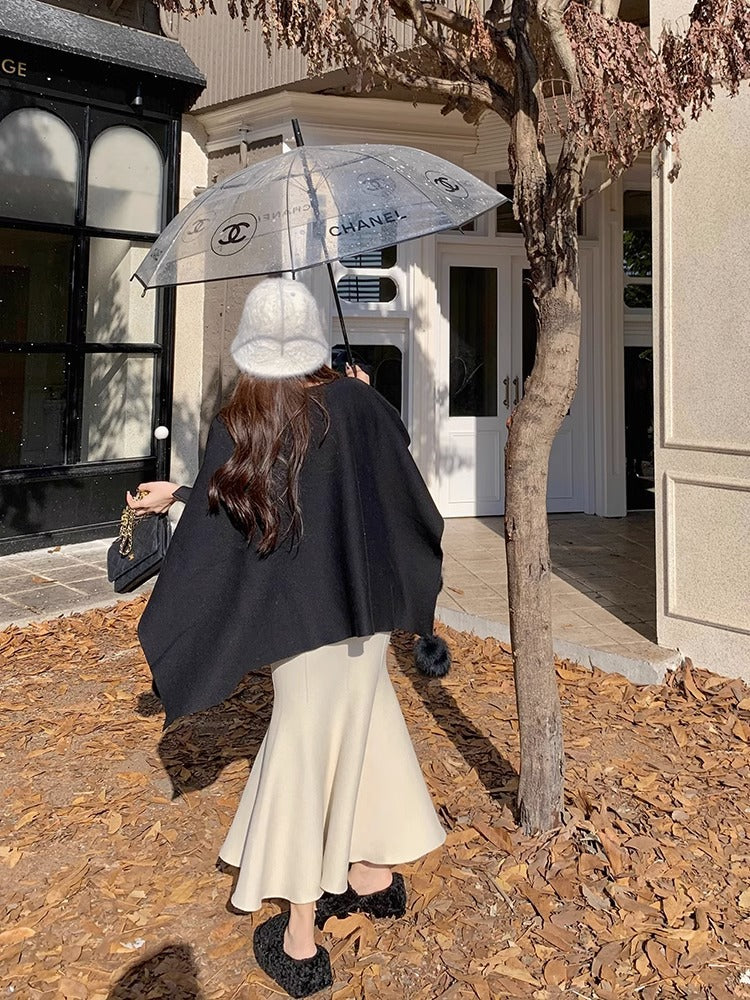 【outer】ゆったりニットケープカーディガンG23707