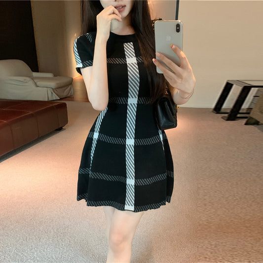 【dress】チェック柄ニットワンピースG21664