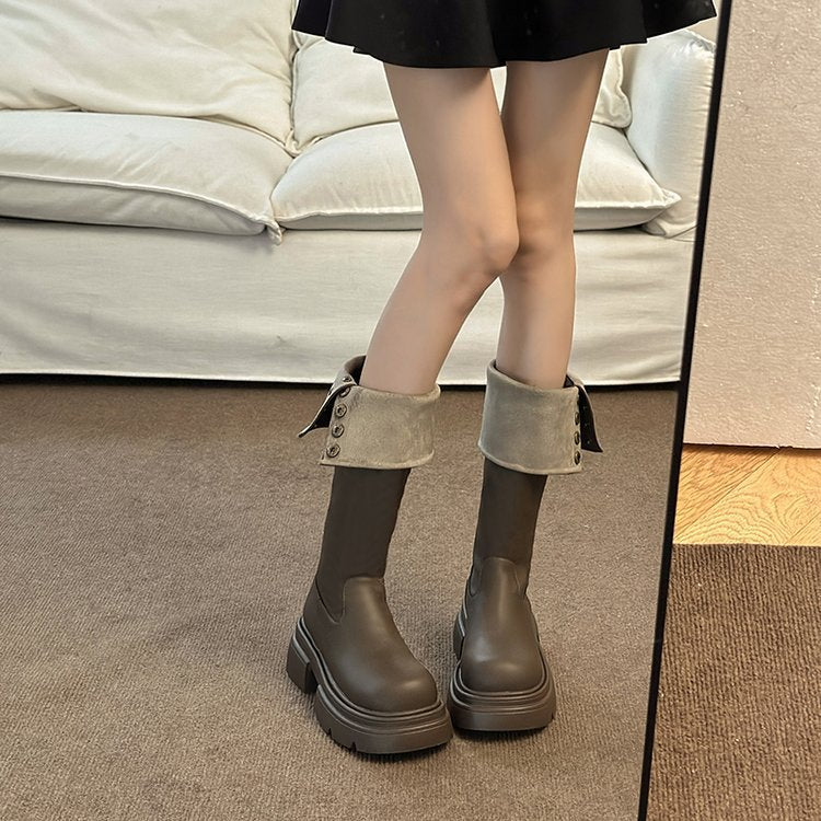 【shoes】2色厚底ブーツF8356