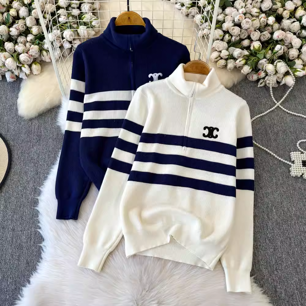 【set】ジップアップハイネックセーター K0131