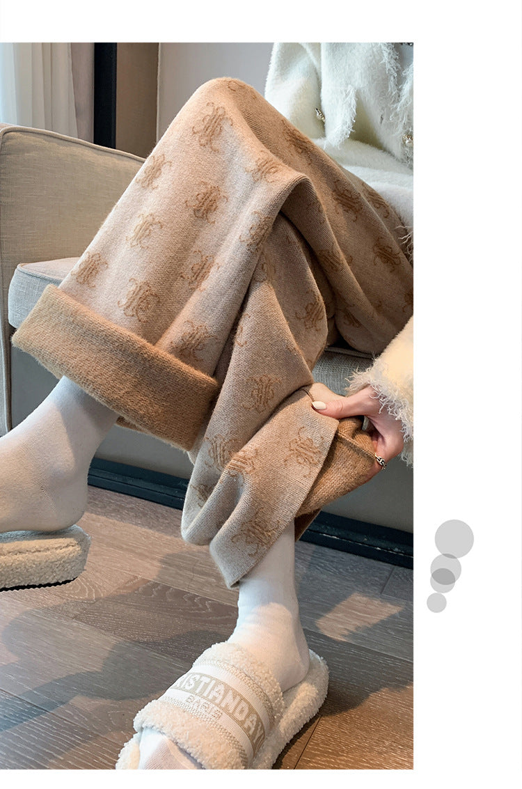 【bottoms】裏起毛ニットガウチョパンツG24497