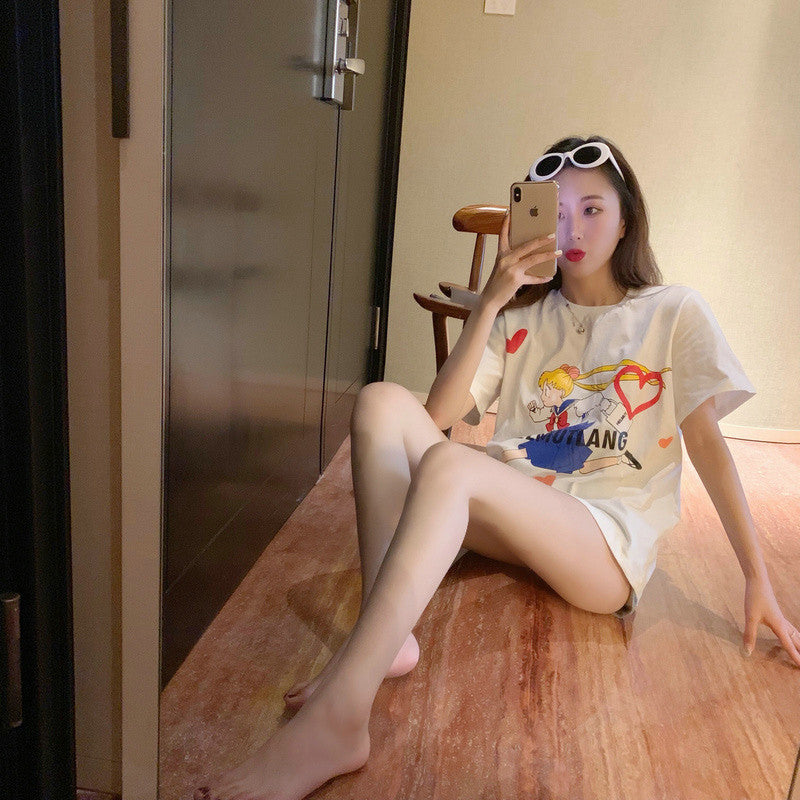 【tops】ラウンドネックキャラクターTシャツF7911