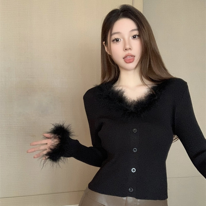 【tops】Vネック長袖ニットセーターG23836