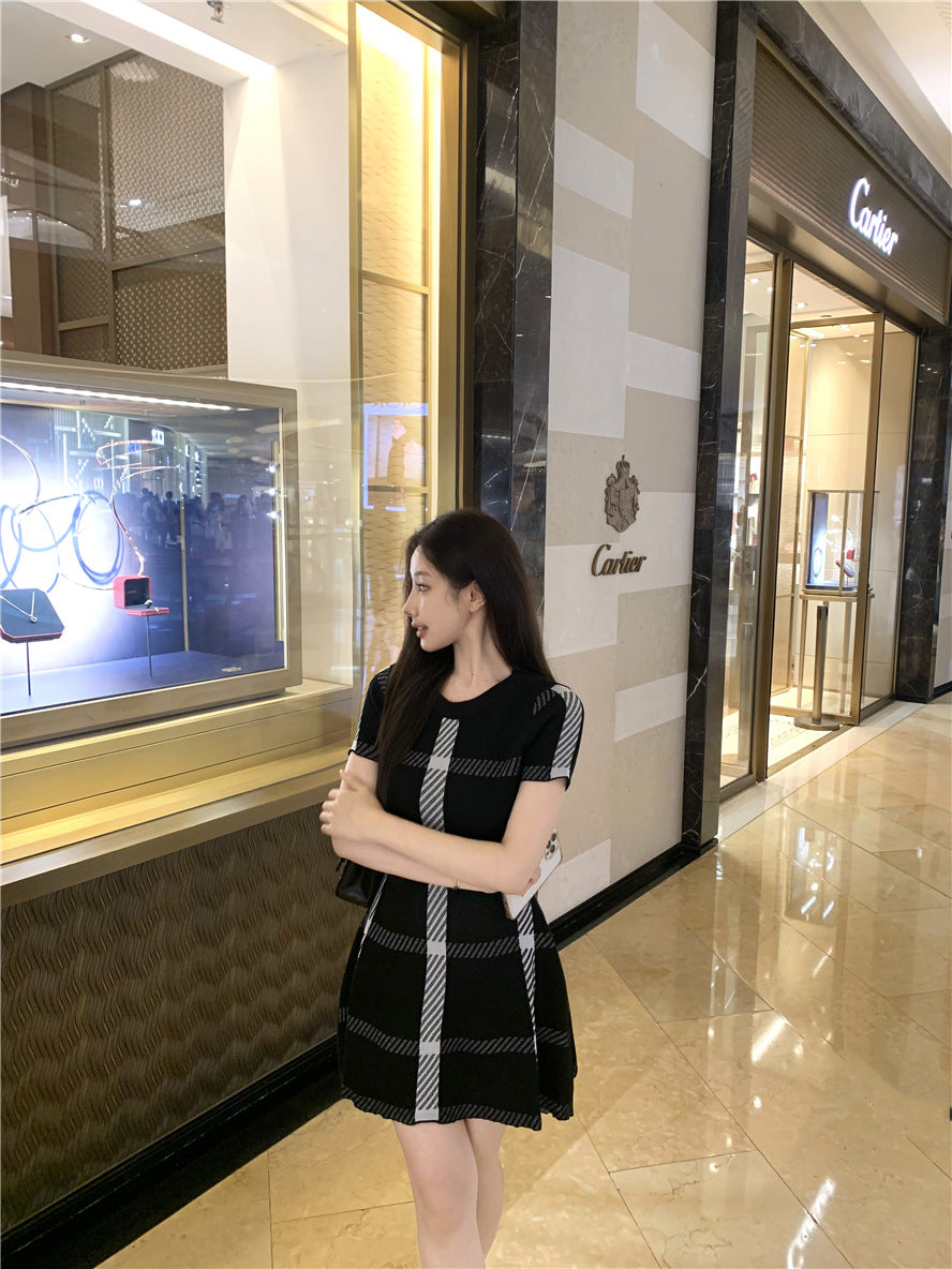 【dress】チェック柄ニットワンピースG21664