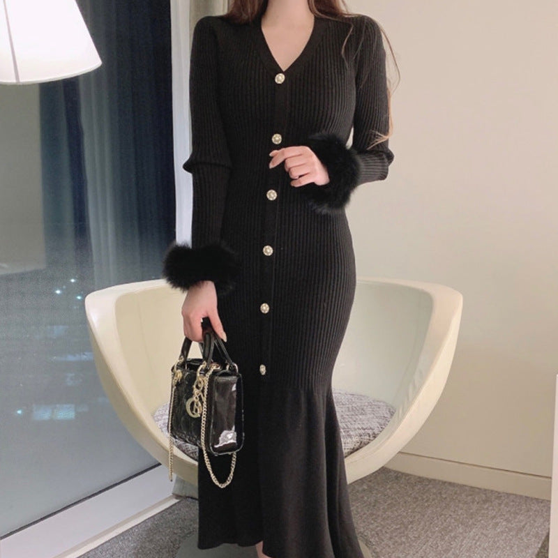 【dress】3色長袖ニットワンピースF8460