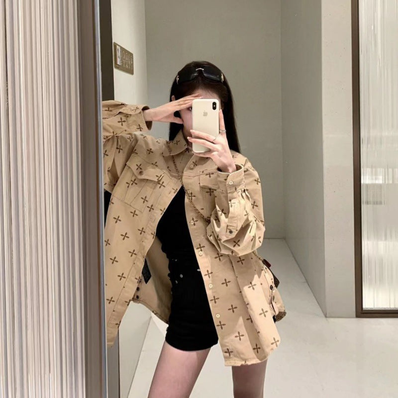 【tops】プリント長袖シャツG23439