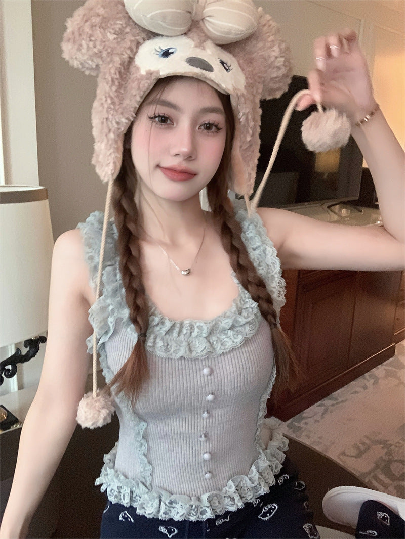 【tops】レースニットキャミソールG22296