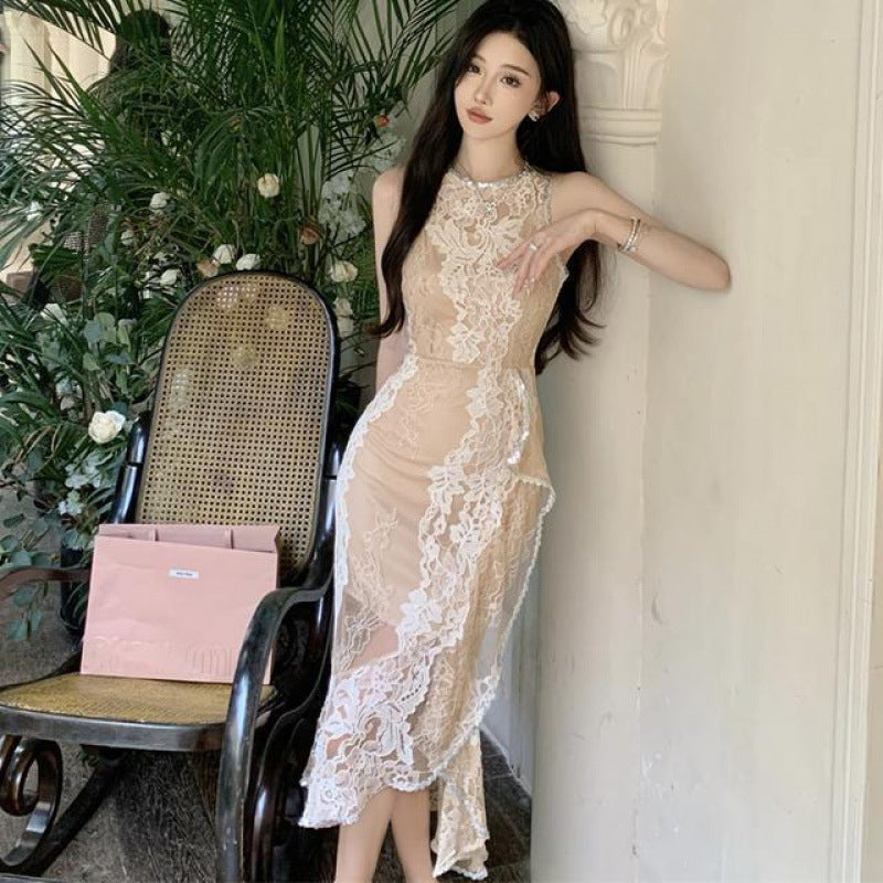 【dress】フリルスリットタイトレースワンピースG21729