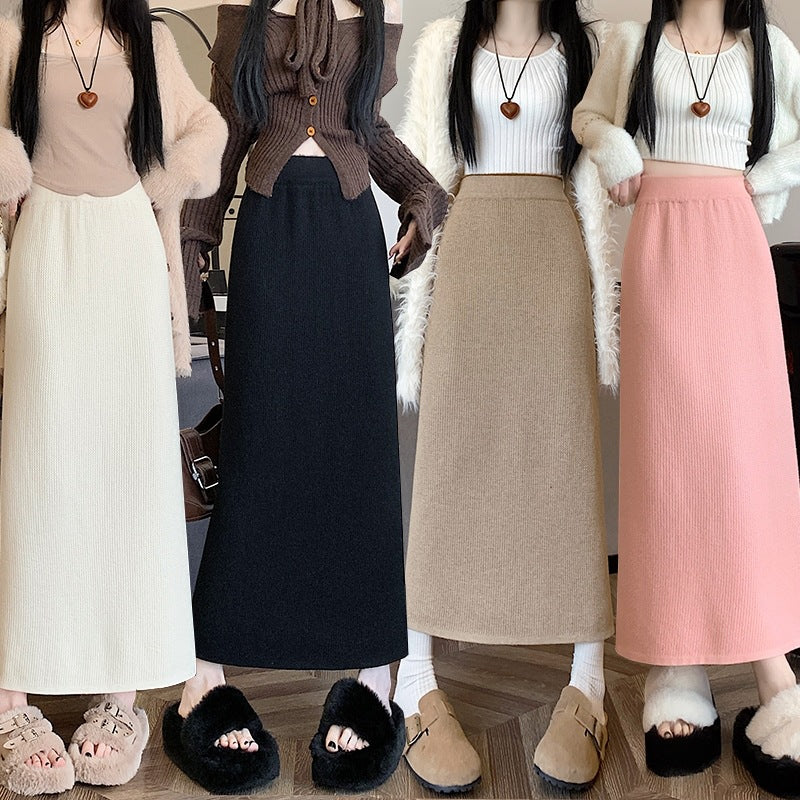 【bottoms】厚手裏起毛ニットスカートG24425