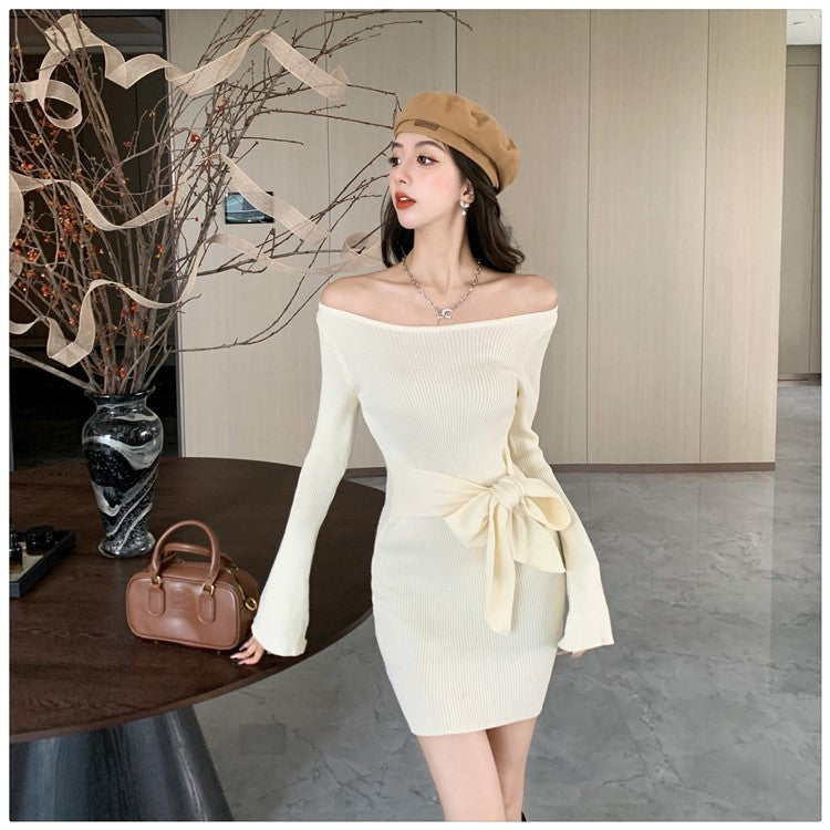 【dress】フレアスリーブ秋冬タイトワンピースG24377