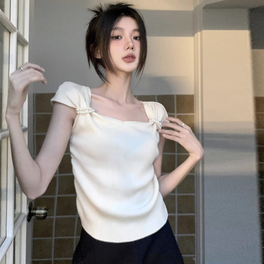 【tops】パールニットTシャツG22145