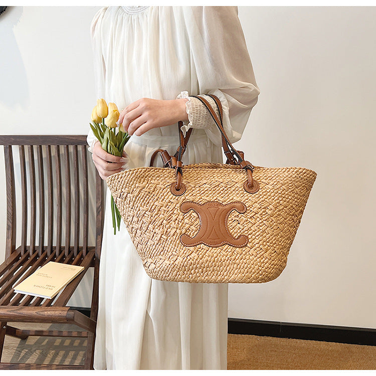 【小物】2色大容量カゴバッグF7833