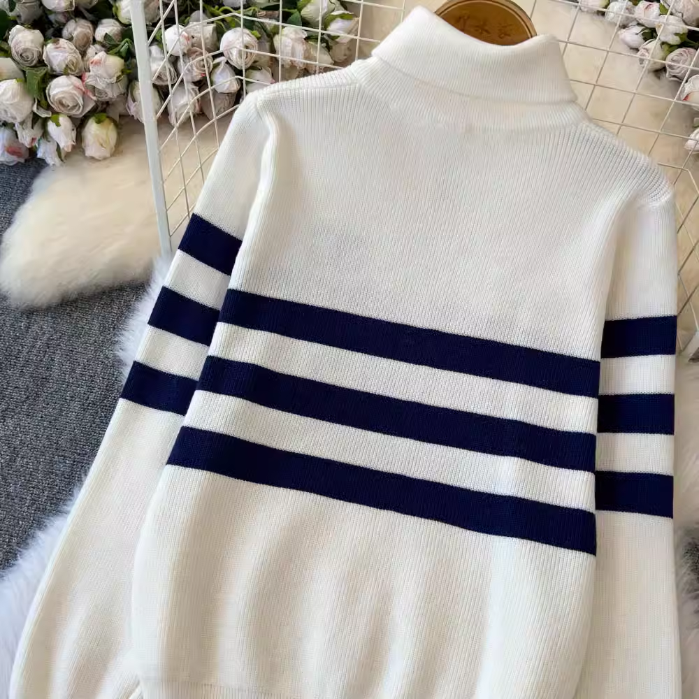 【set】ジップアップハイネックセーター K0131