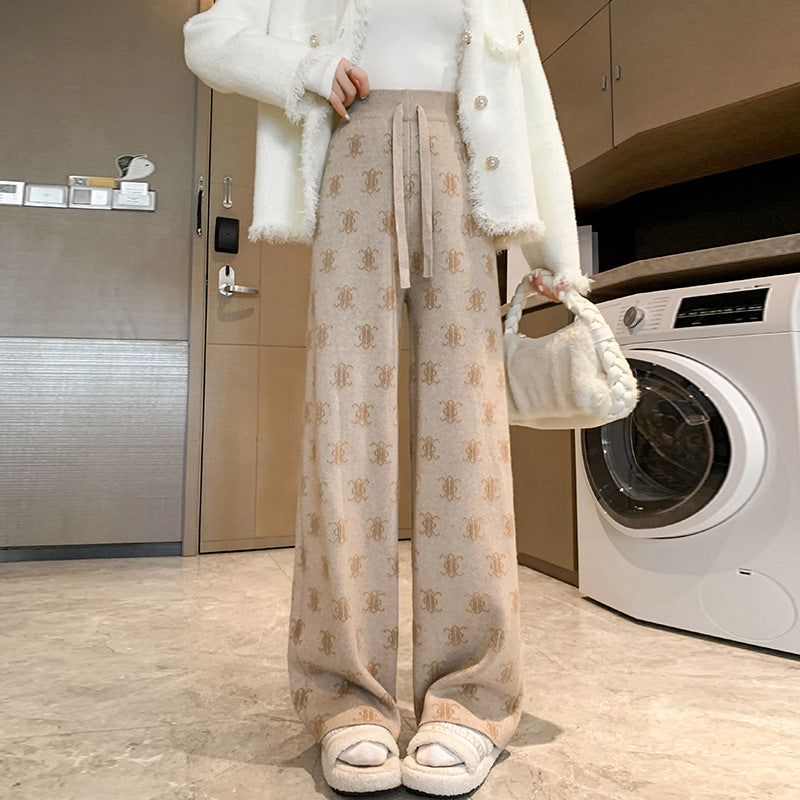 【bottoms】裏起毛ニットガウチョパンツG24497