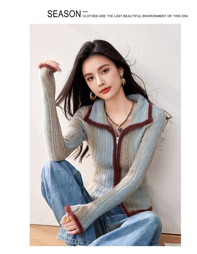 【set】ジップアップハイネックセーター K0133