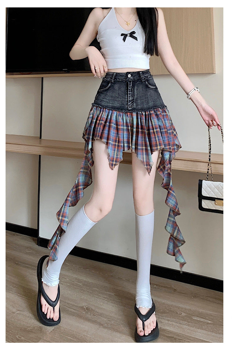 【bottoms】イレギュラー切り替えデニムスカートG22402