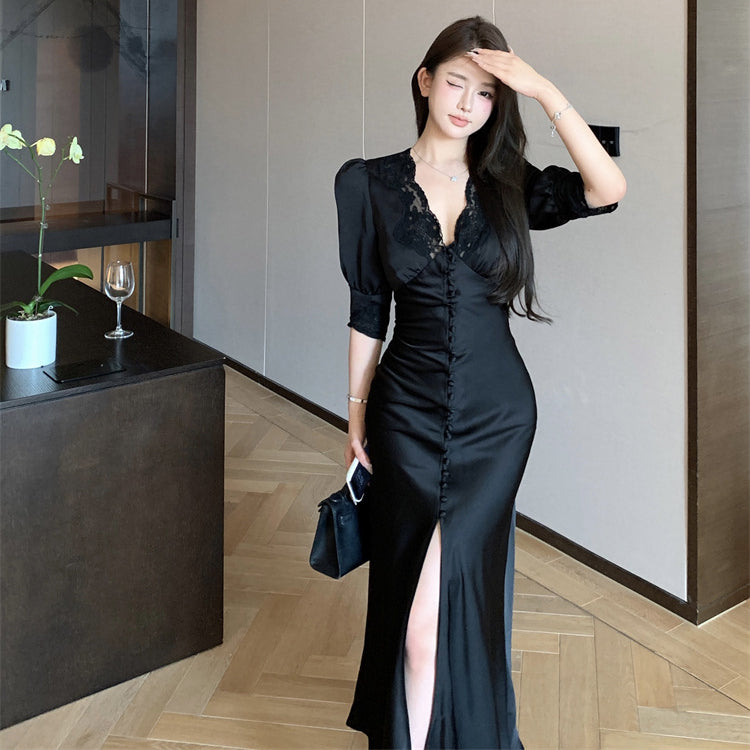 【dress】レーススリットデートワンピースG22107