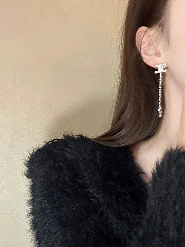 【小物】ラインストーンロングピアスアクセサリーG21606