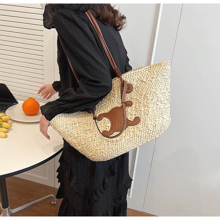 【小物】2色大容量カゴバッグF7833