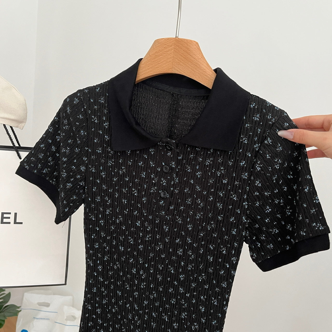 【dress】折り襟花柄ニットワンピースG21723