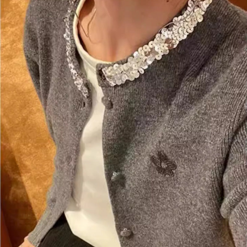 【outer】デザインニットカーディガンG23238