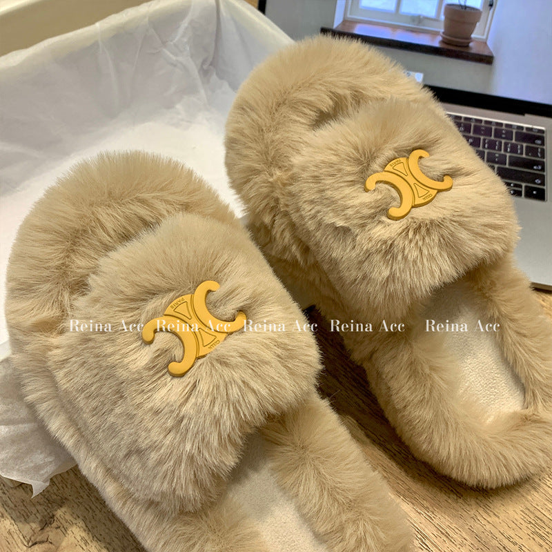 【shoes】ふわふわファースリッパF8380