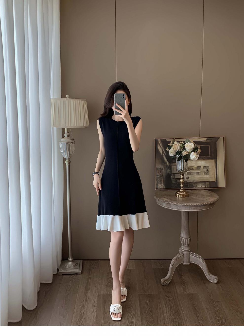 【dress】フリル体型カバーニットワンピースG21827