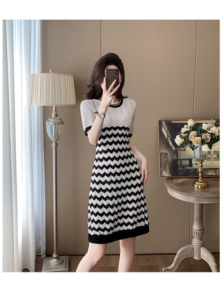 【dress】ストライプ柄ニットワンピースG21717