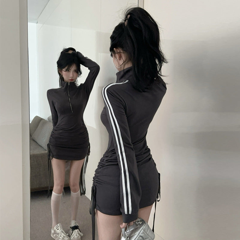 【dress】POLOネック長袖タイトワンピースG24513