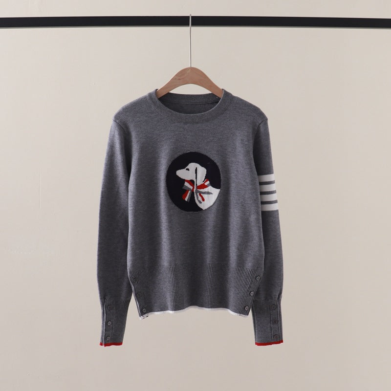 【tops】ラウンドネック長袖ニットセーターG23537