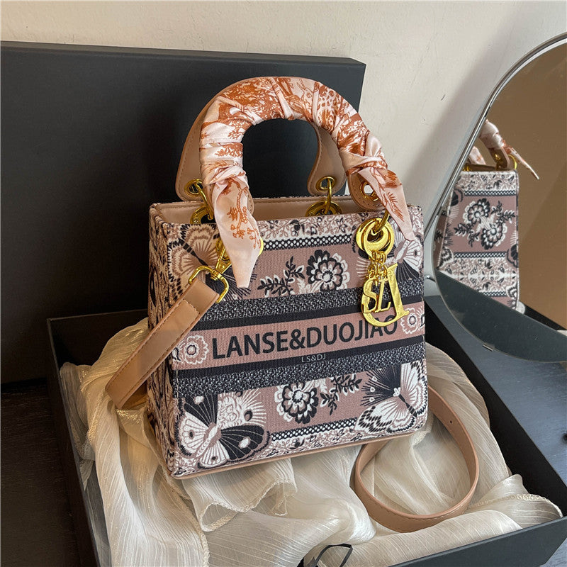 【小物】2way花柄バッグF7785