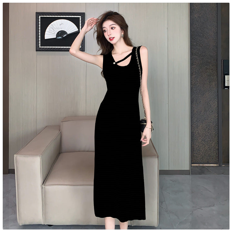 【dress】UネックノースリーブニットワンピースG21835