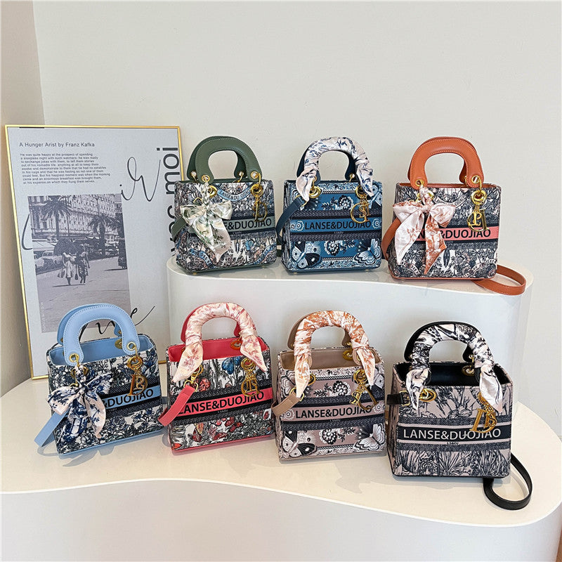 【小物】2way花柄バッグF7785