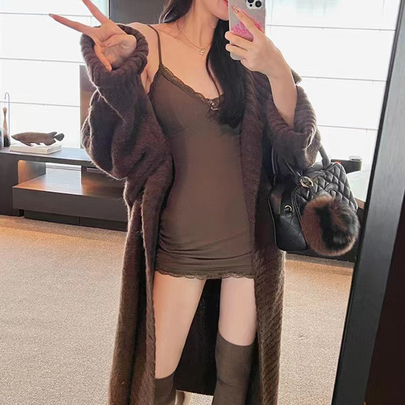 【outer】長袖ロング丈ニットカーディガンF8348