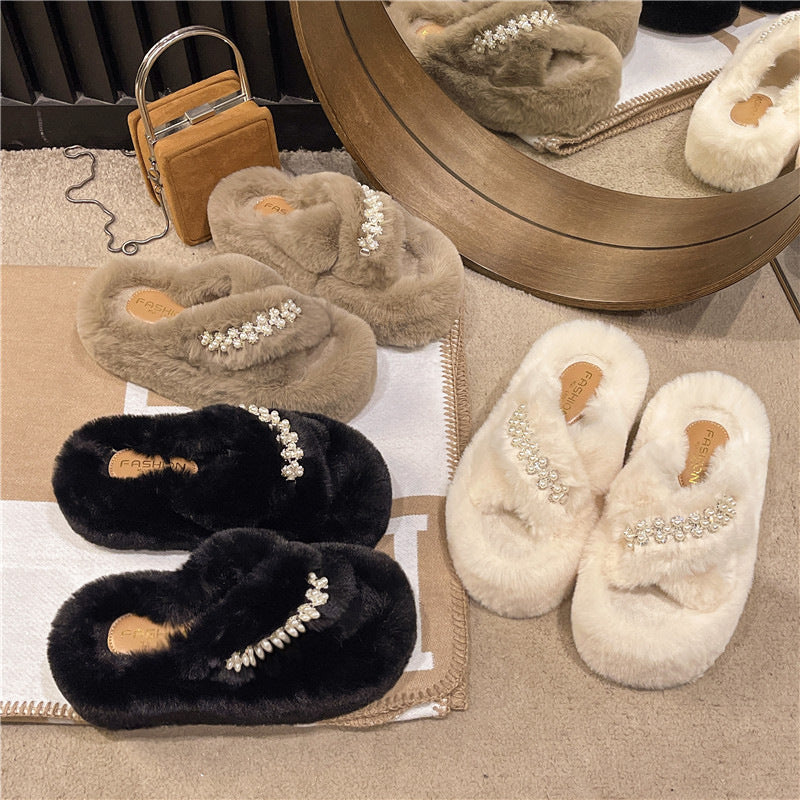 【shoes】3色ファー厚底スリッパF8362