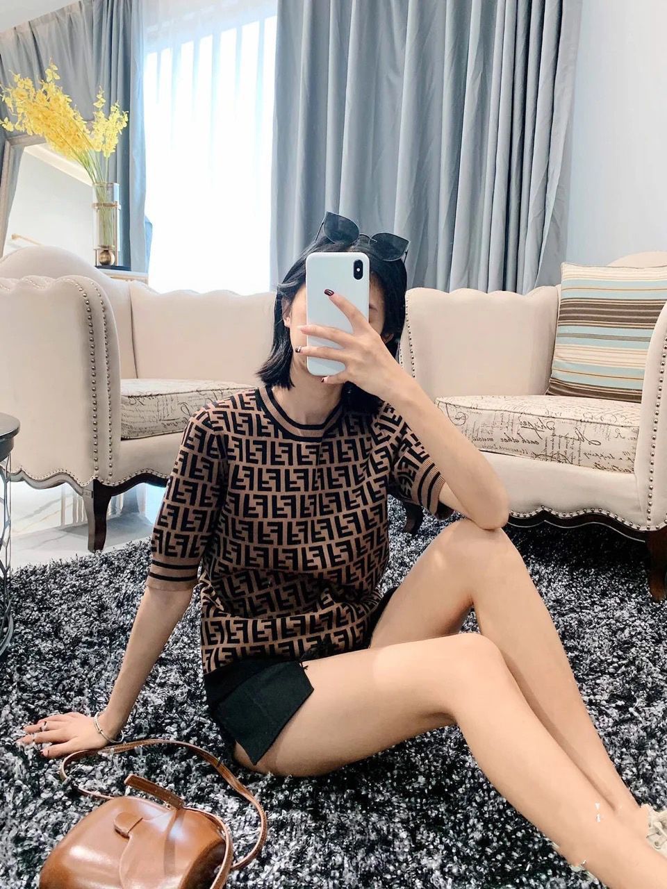 【tops】英字柄柄ニットTシャツG21666