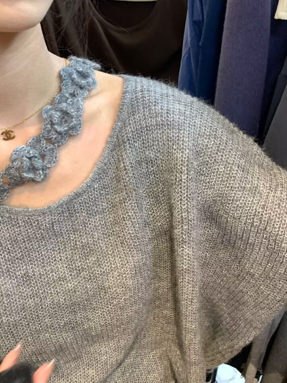 【tops】ゆったりオブリークネックニットG23838